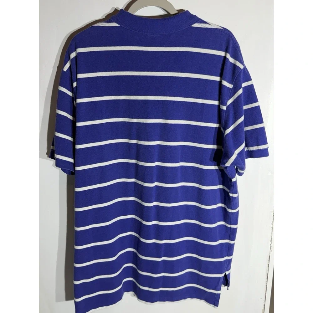 Polo By Ralph Lauren Purple And White 2XL 100% Cotton Green Pony Short Sleeve